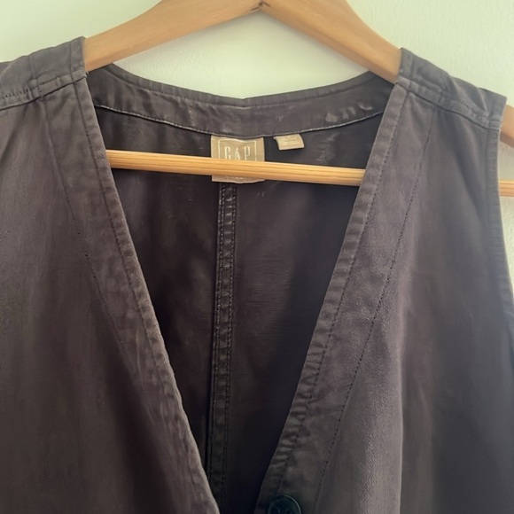 Gap Khaki Button Front Lagenlook Tank Dress Cotton Tencel Pockets Petite S - Picture 3 of 6